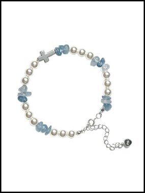 Natural Crystal Stone Beaded Layered Adjustable Healing Bracelet with Cross